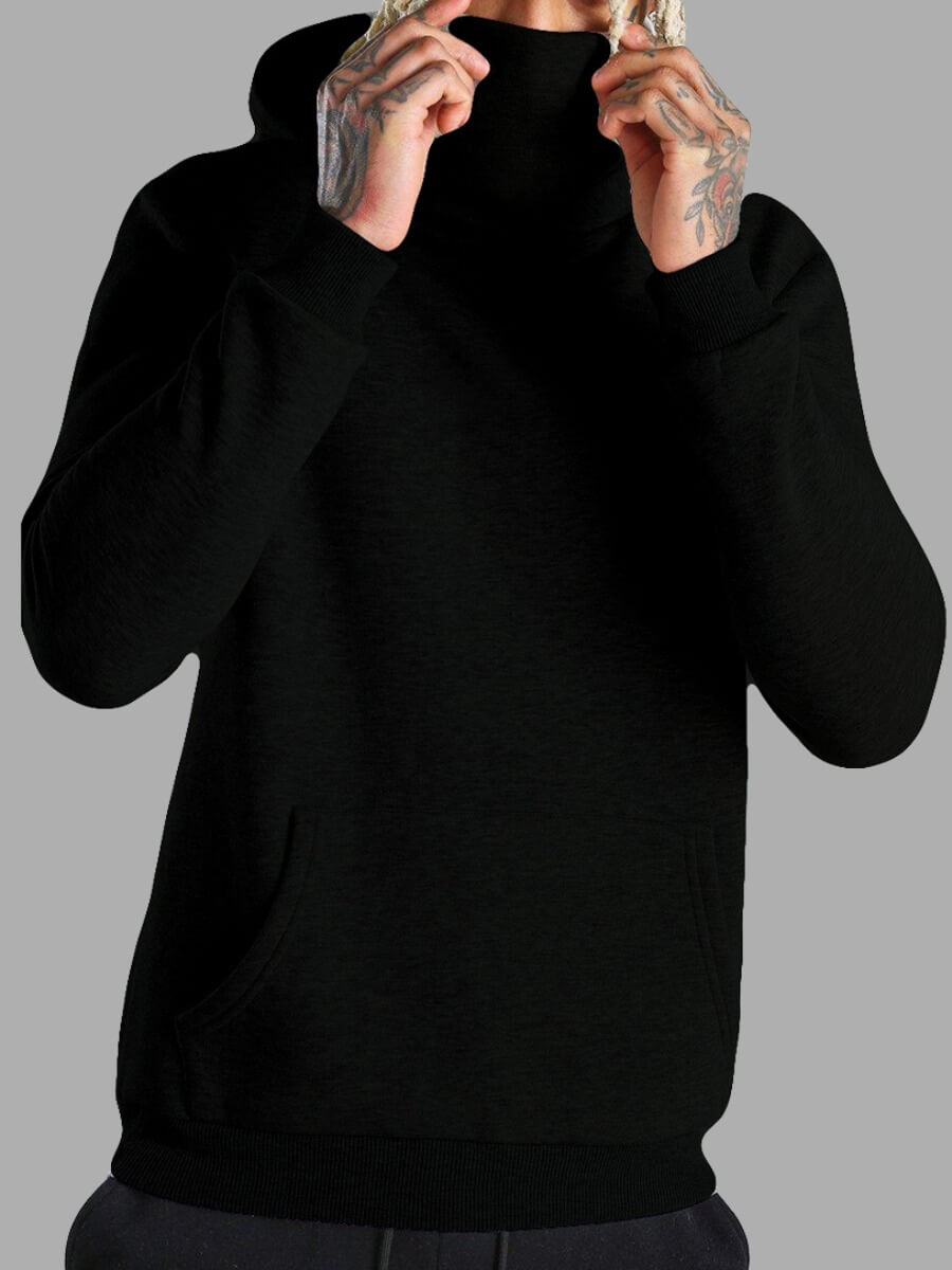 

Lovely Leisure Hooded Collar Basic Black Men Hoodie