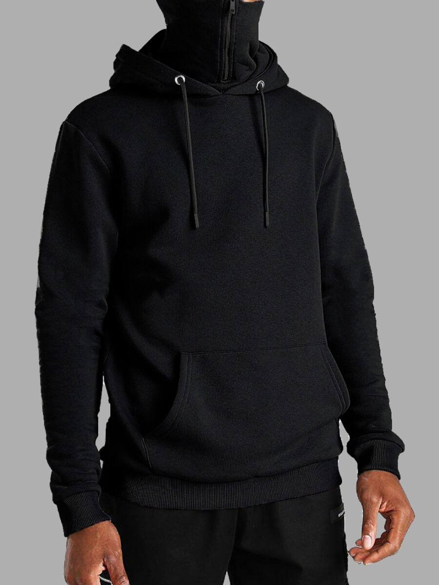 

Lovely Men Casual Hooded Collar Zipper Design Black Hoodie