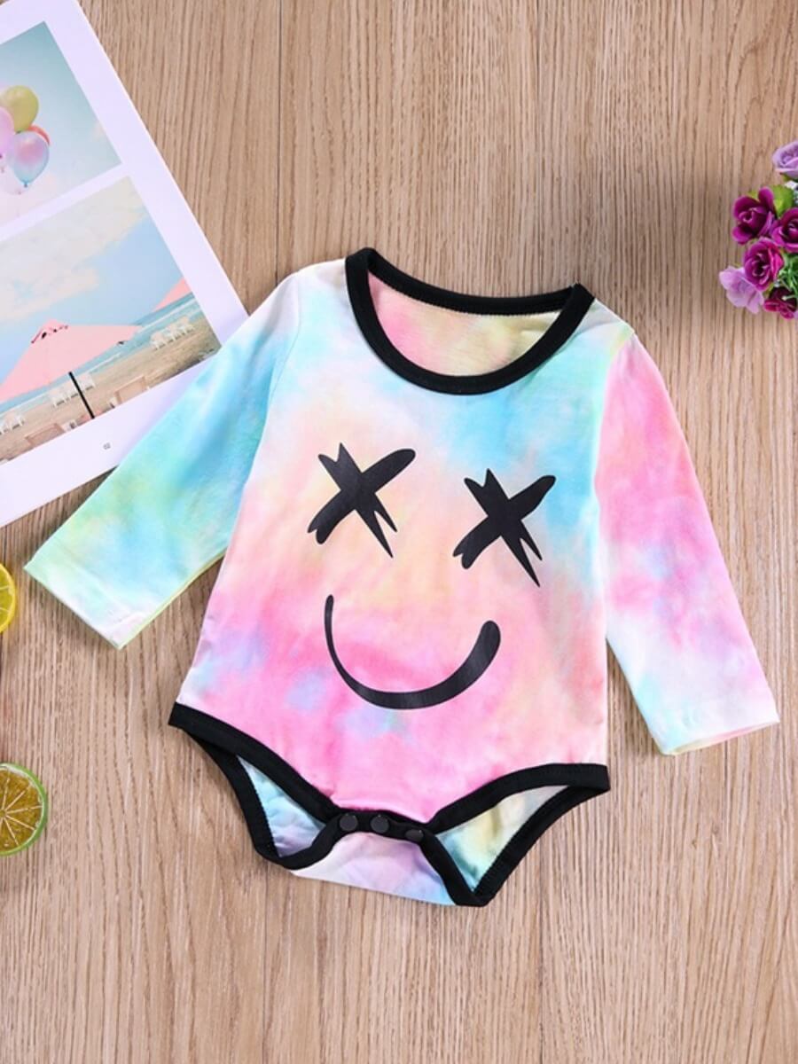 

Lovely Casual O Neck Tie-dye Multicolor Girl T-shirt, Multi