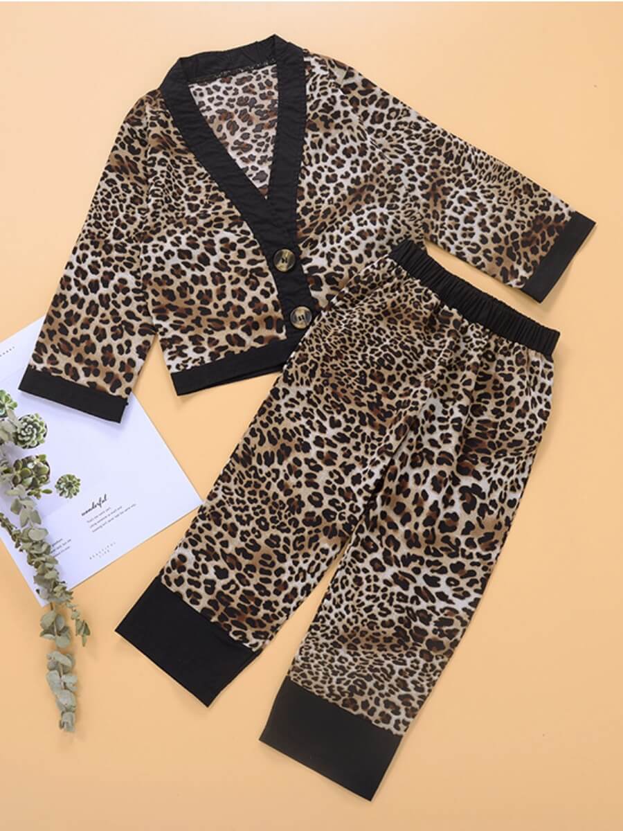 

Lovely Stylish Leopard Print Coffee Girl Two-piece Pants Set