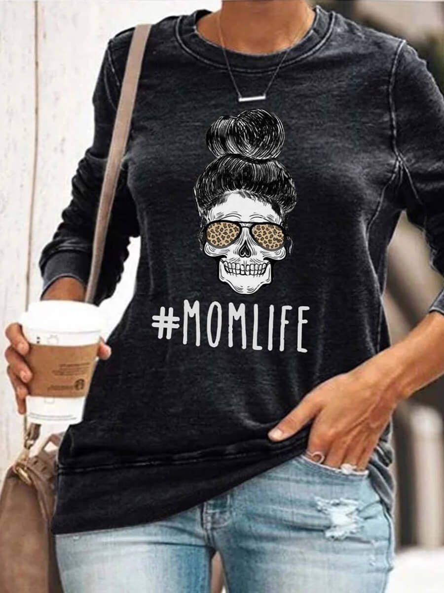 

Lovely Casual O Neck Print Black Plus Size T-shirt