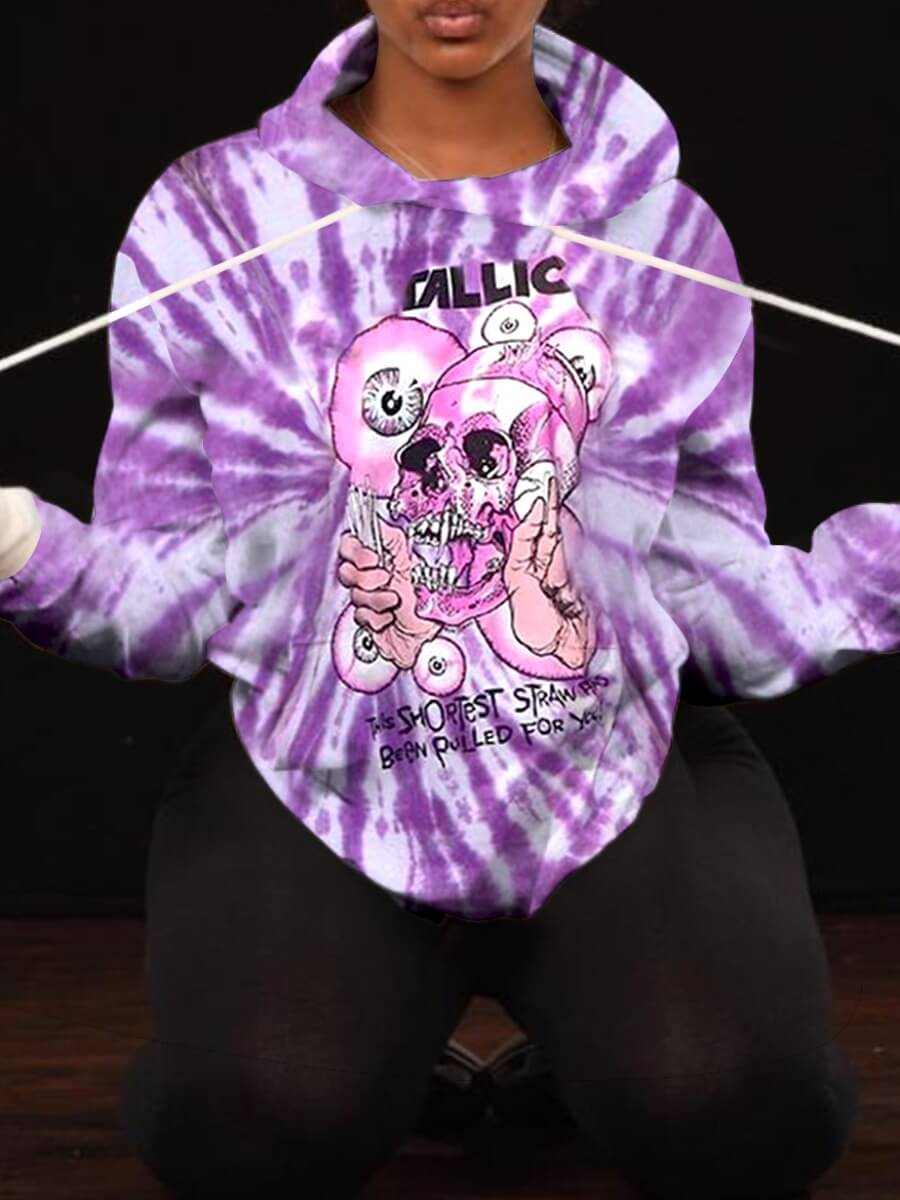 

Lovely Casual Hooded Collar Tie-dye Purple Hoodie