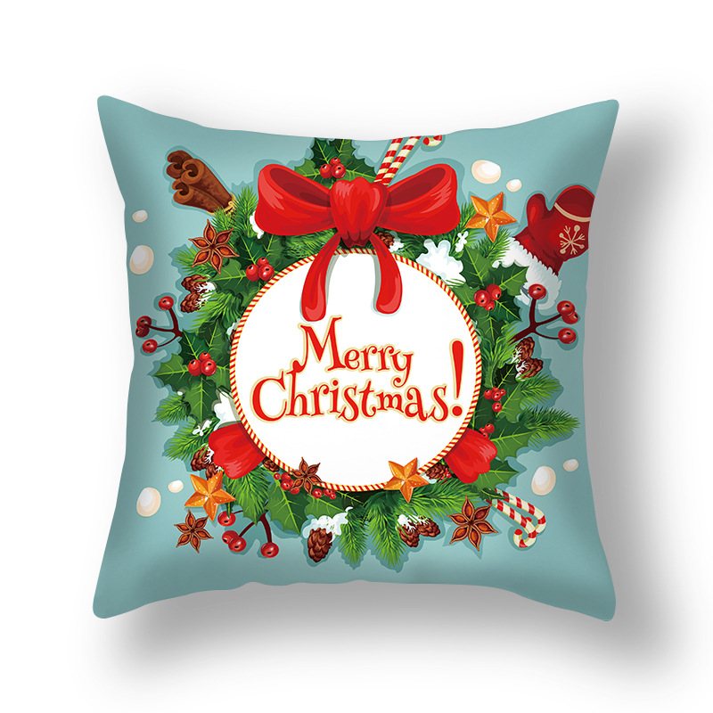 

Lovely Christmas Print Green Decorative Pillow Case