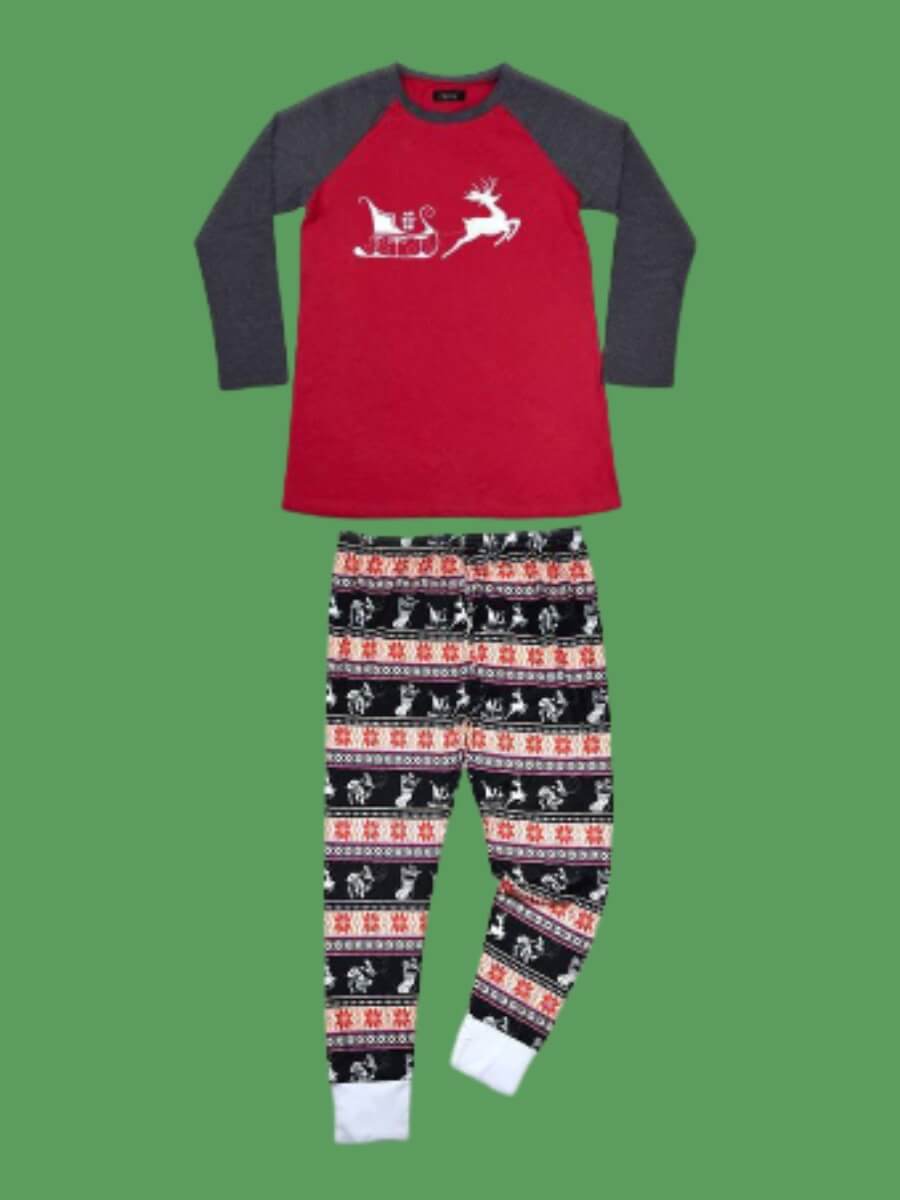 

Lovely Leisure O Neck Print Patchwork Red Sleepwear