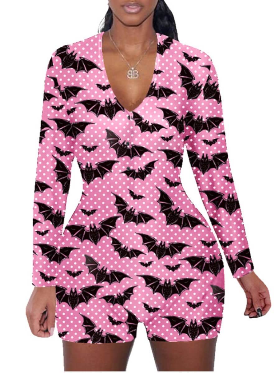 

Lovely Leisure V Neck Print Pink Sleepwear