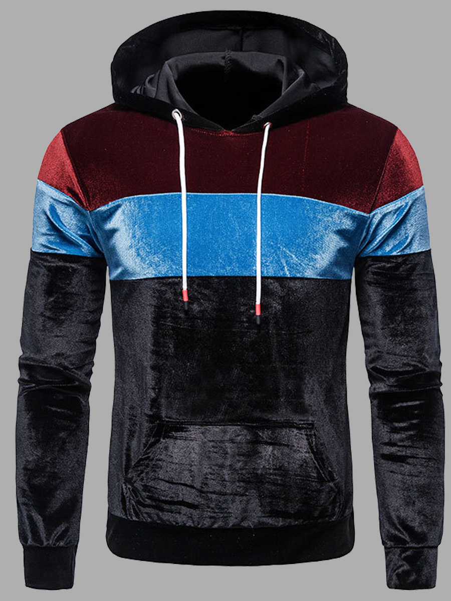 

lovely Casual Hooded Collar Patchwork Black Men Hoodie