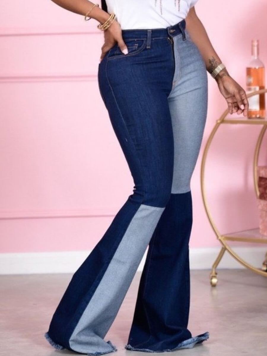 

Lovely Casual Patchwork Deep Blue Jeans