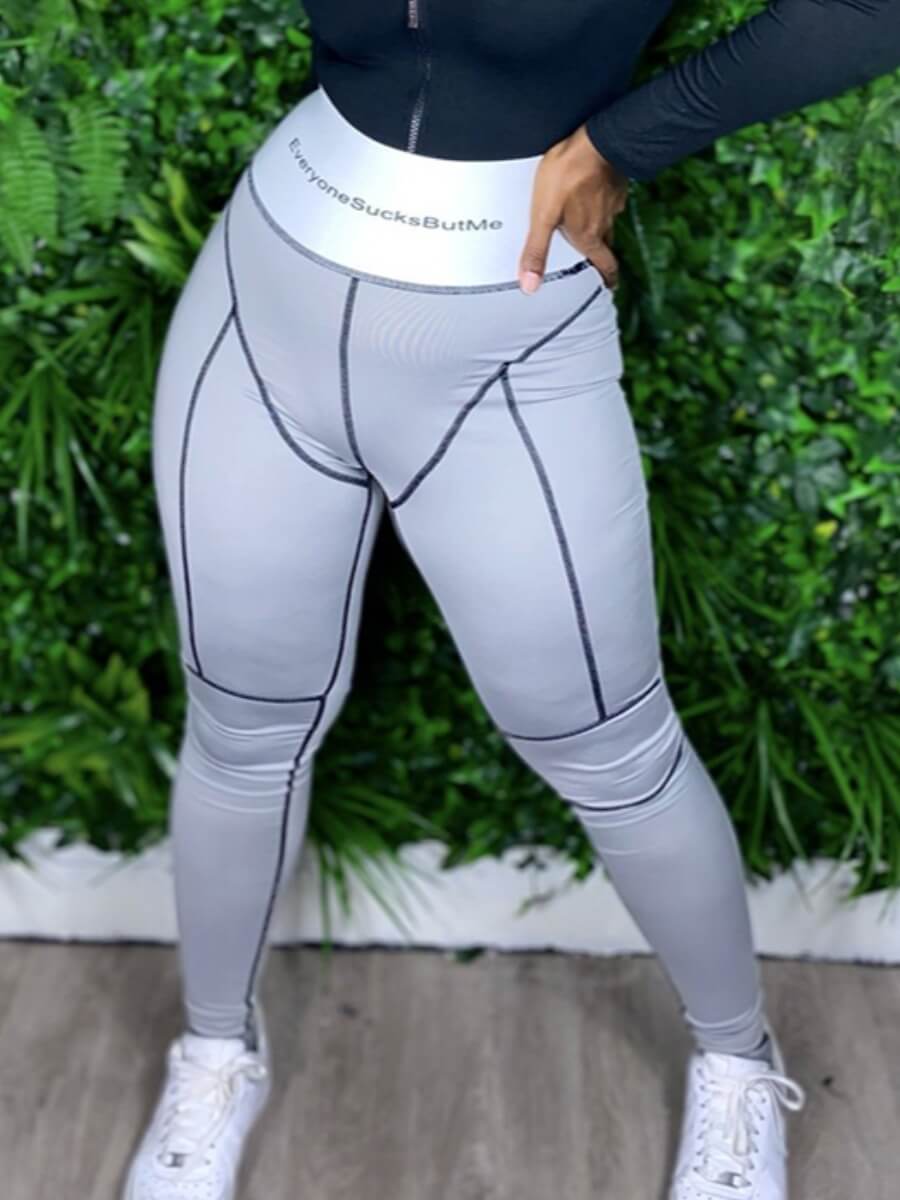 

Lovely Sportswear High-waisted Patchwork Light Grey Leggings