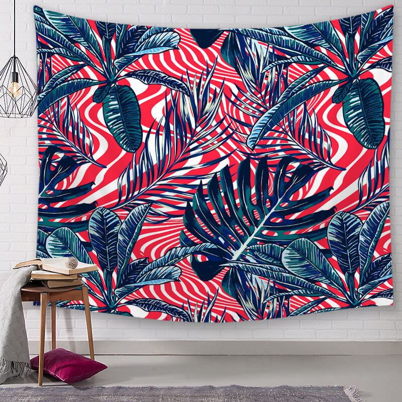 

Lovely Stylish Plants Print Red Decorative Wall Cloth