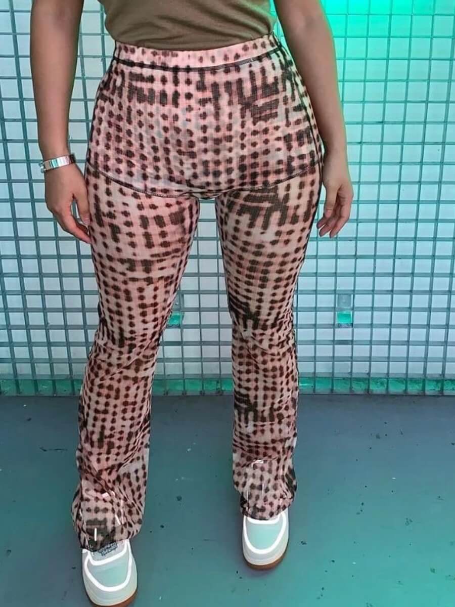 

Lovely Stylish Print Skinny Dark Pink Pants