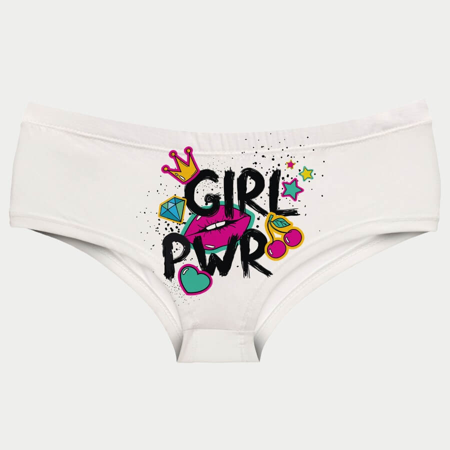 

Lovely Sexy Lip Print White Panties
