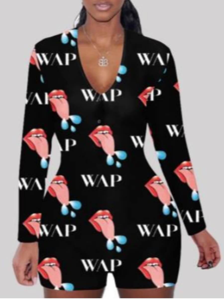 

Lovely Stylish U Neck Print Skinny Pink Sleepwear