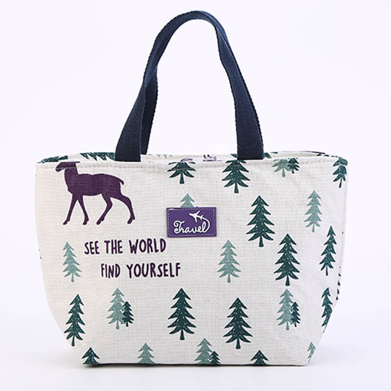 

Lovely Trendy Print White Lunch Box Bag