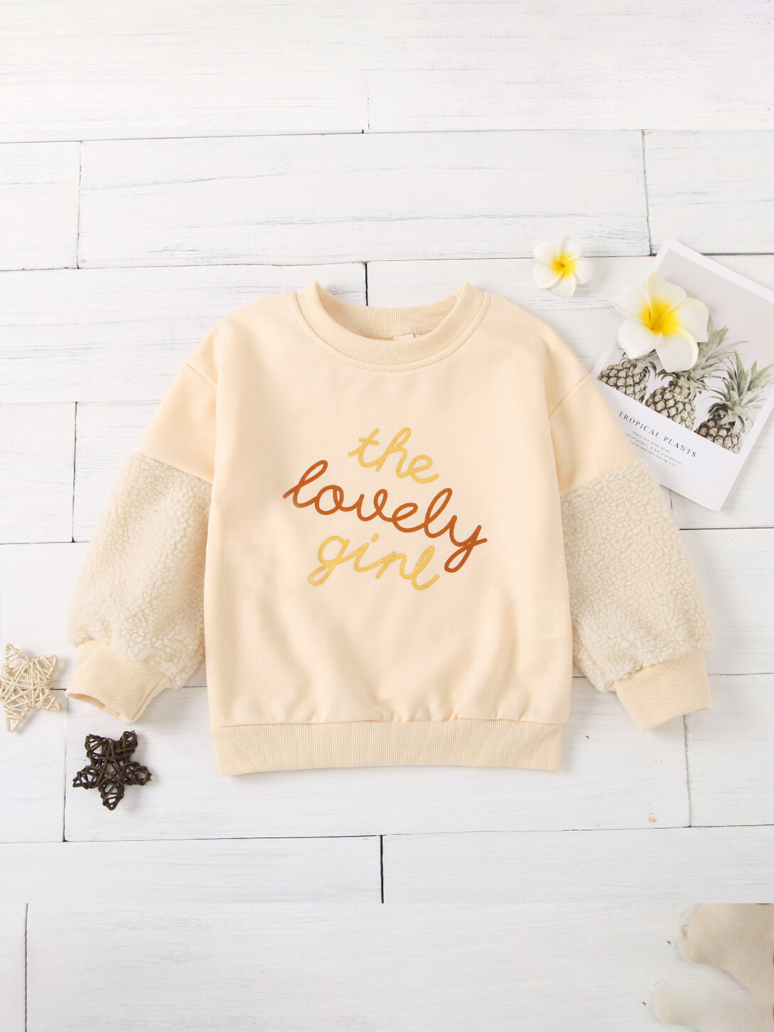 

Lovely Casual O Neck Letter Print Beige Girl Hoodie