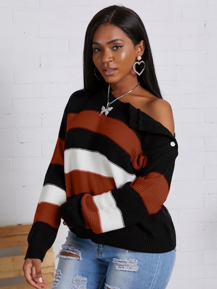 

Lovely Casual Striped Patchwork Croci Sweater