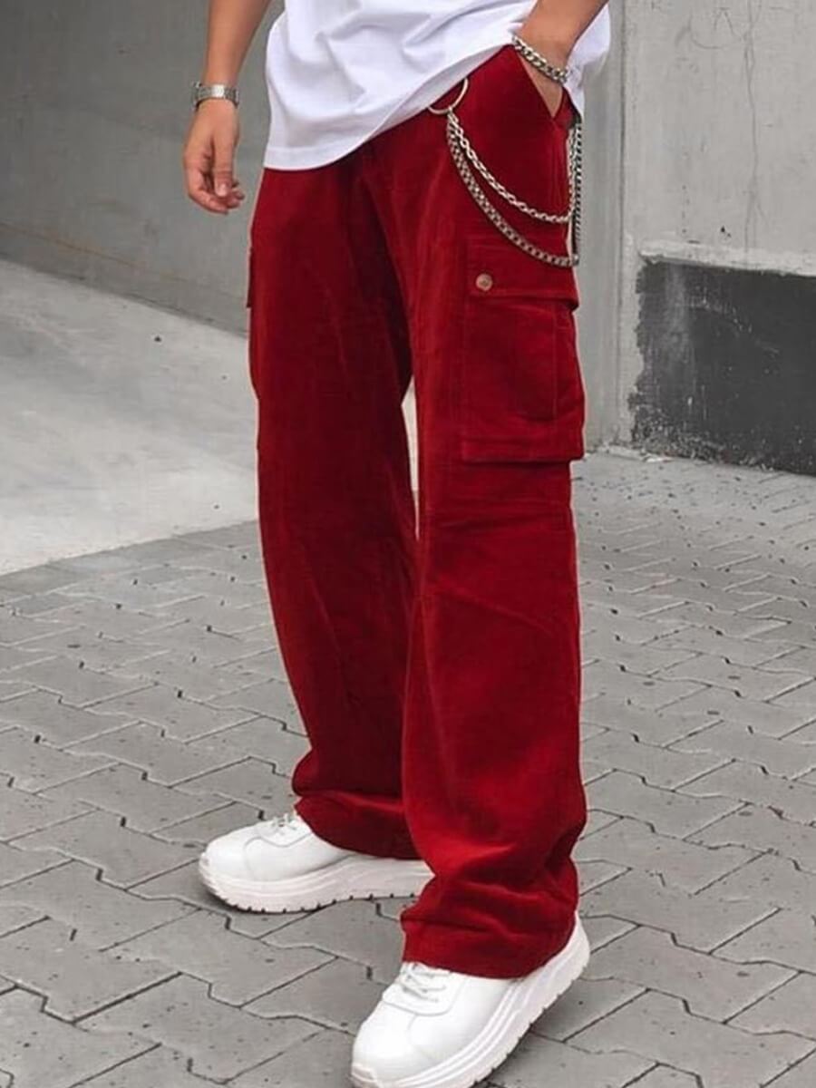 

Lovely Casual Pocket Patched Red Men Pants