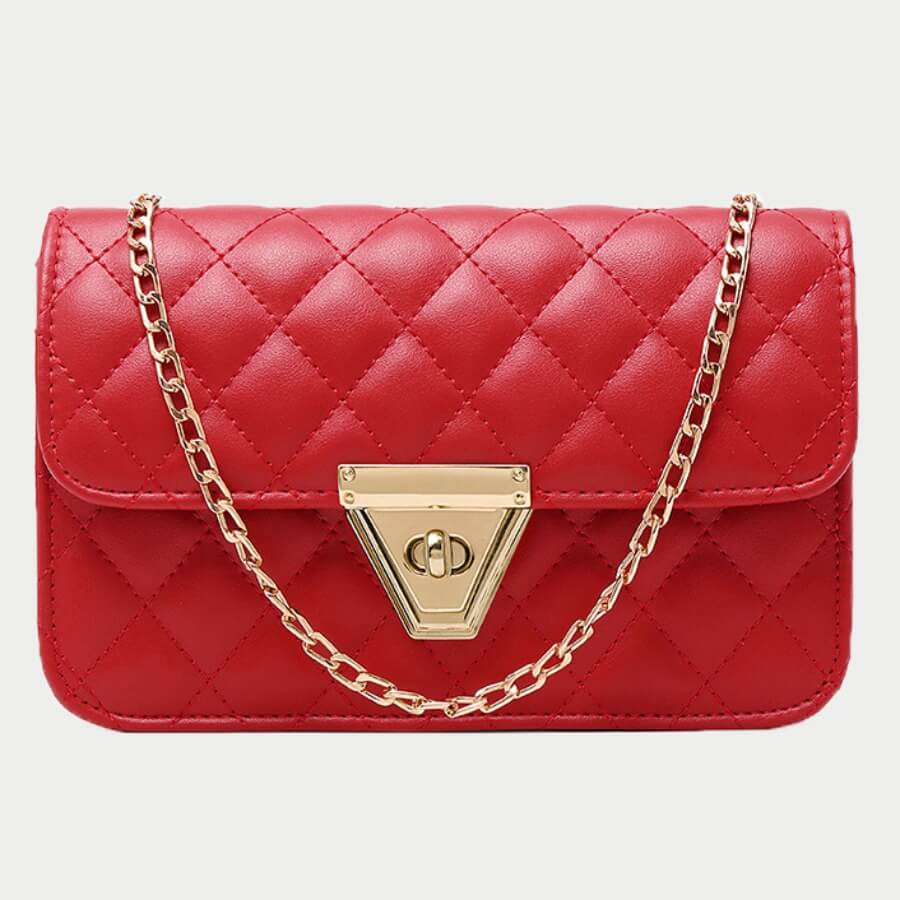 

Lovely Trendy Chain Strap Red Messenger Bag
