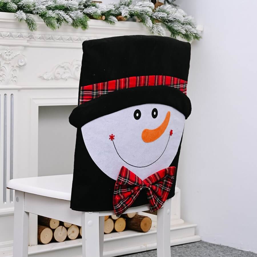 

Lovely Christmas Day Cartoon Black Chair Cover