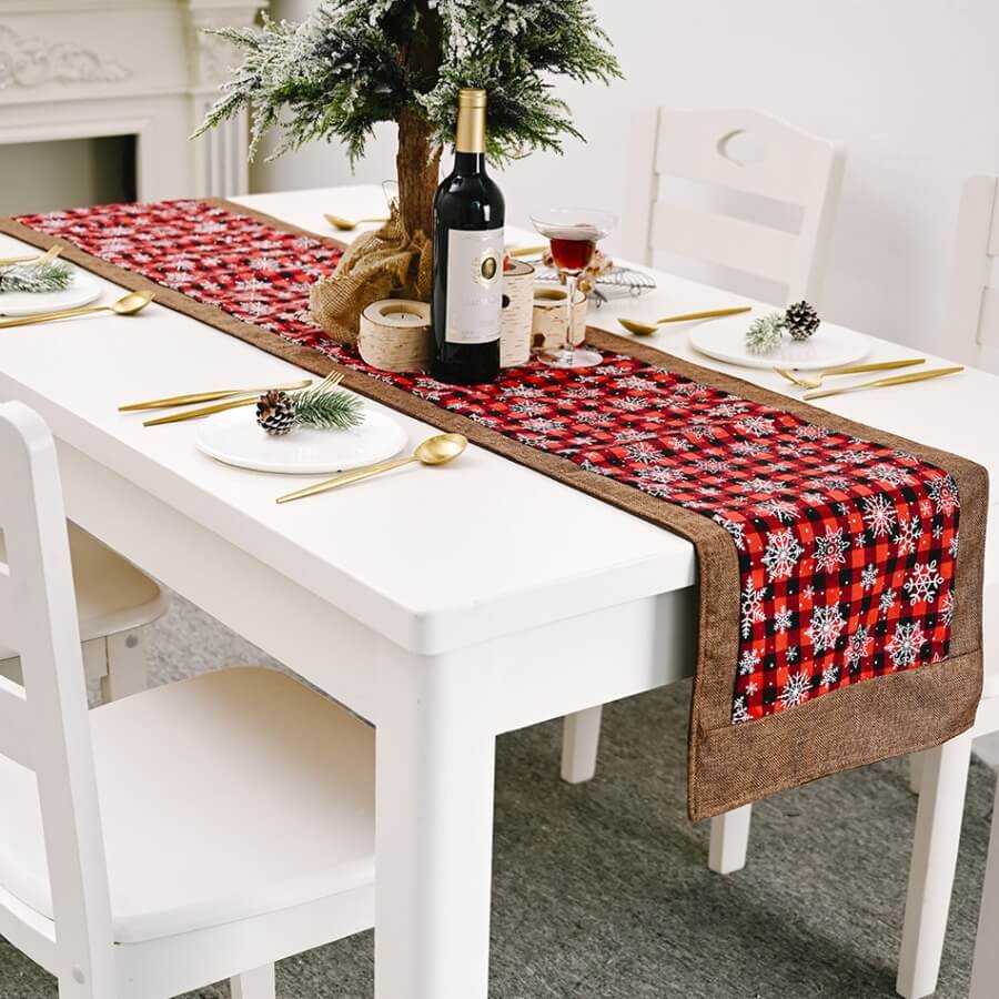 

Lovely Christmas Day Print Red Table Linens