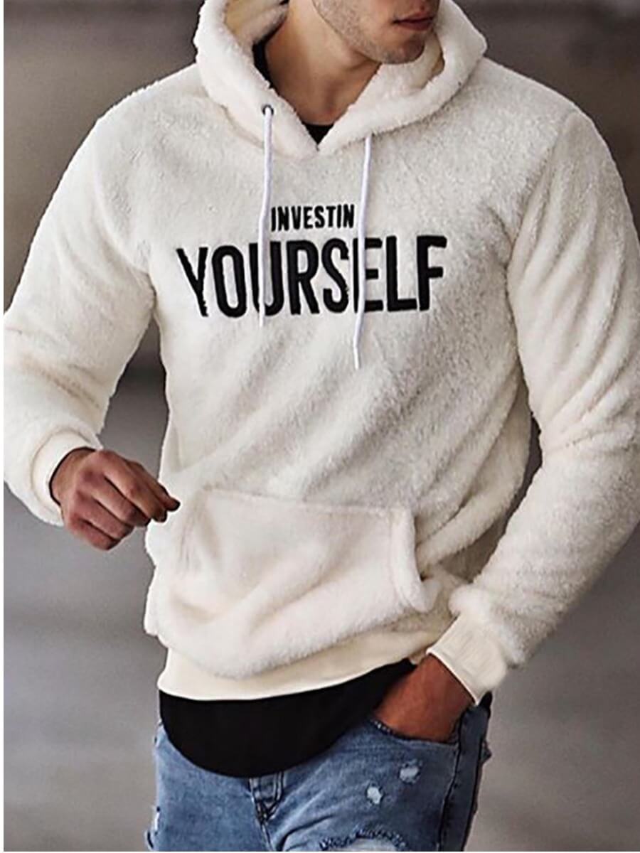 

Lovely Casual Hooded Collar Letter Print White Men Hoodie
