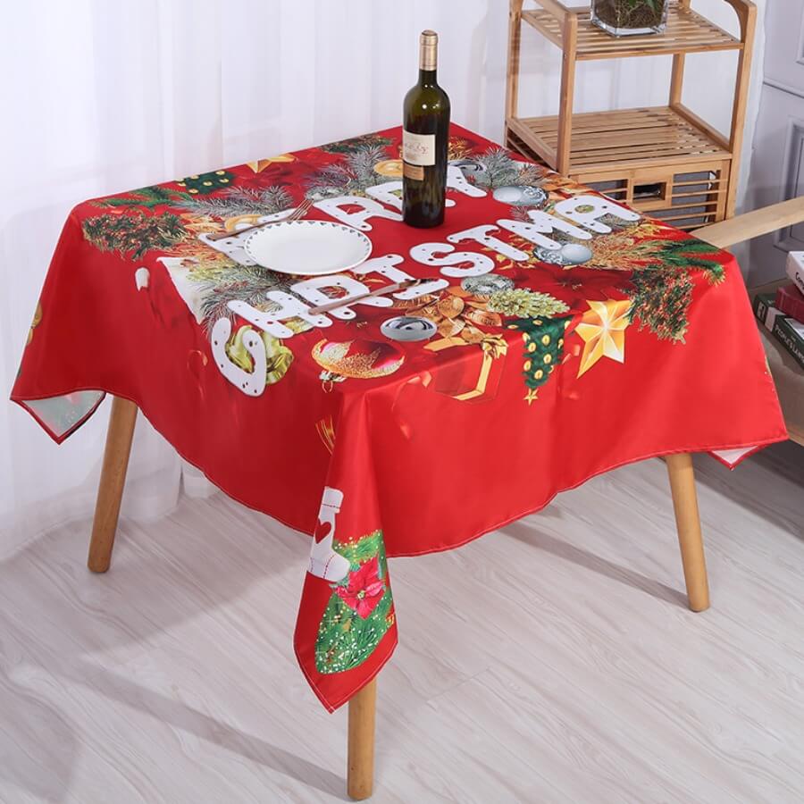 

Lovely Christmas Day Print Red Table Linens