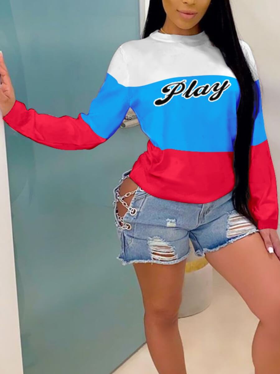 

Lovely Casual O Neck Print Patchwork Multicolor Hoodie, Multi