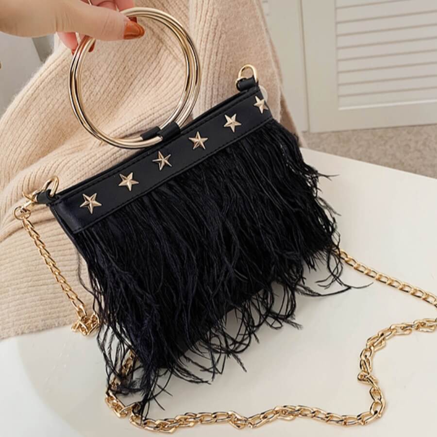 

Lovely Trendy Tassel Design Black Crossbody Bag
