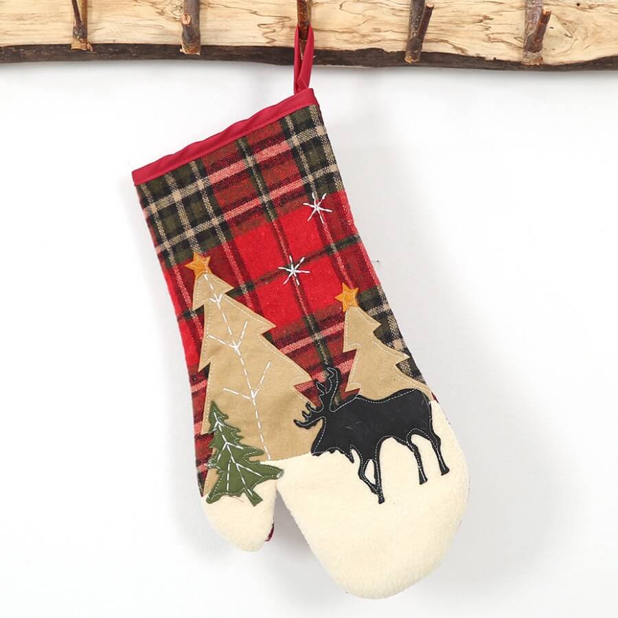 

Lovely Christmas Day Print Red Kitchen Protective Glove