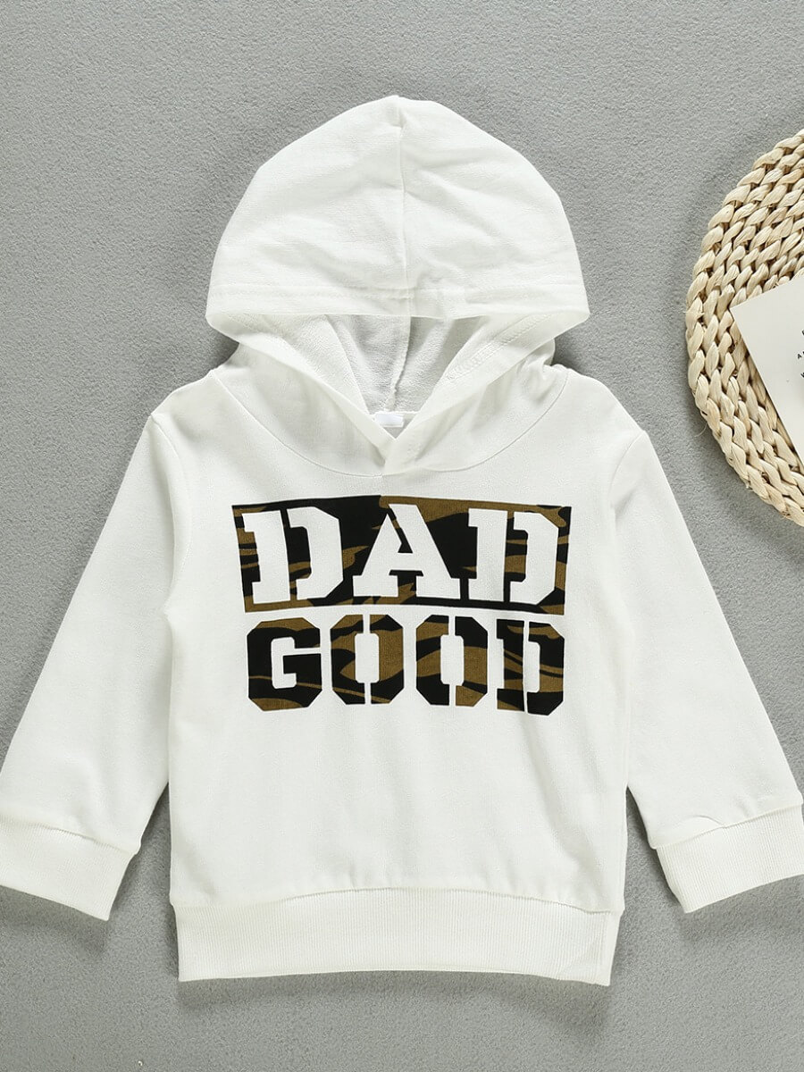 

Lovely Sportswear Hooded Collar Letter Print White Boy Hoodie