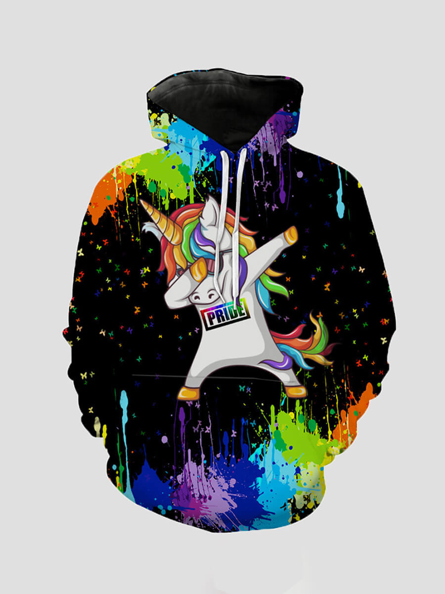 

Lovely Street Hooded Collar Cartoon Print Black Boy Hoodie