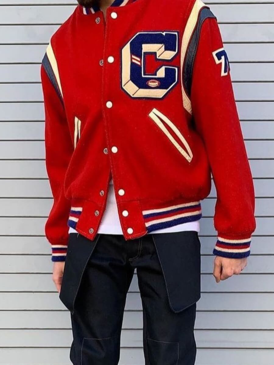 

Lovely Trendy Print Buttons Design Red Men Jacket