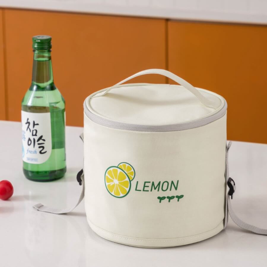

Lovely Trendy Print Beige Lunch Box Bag