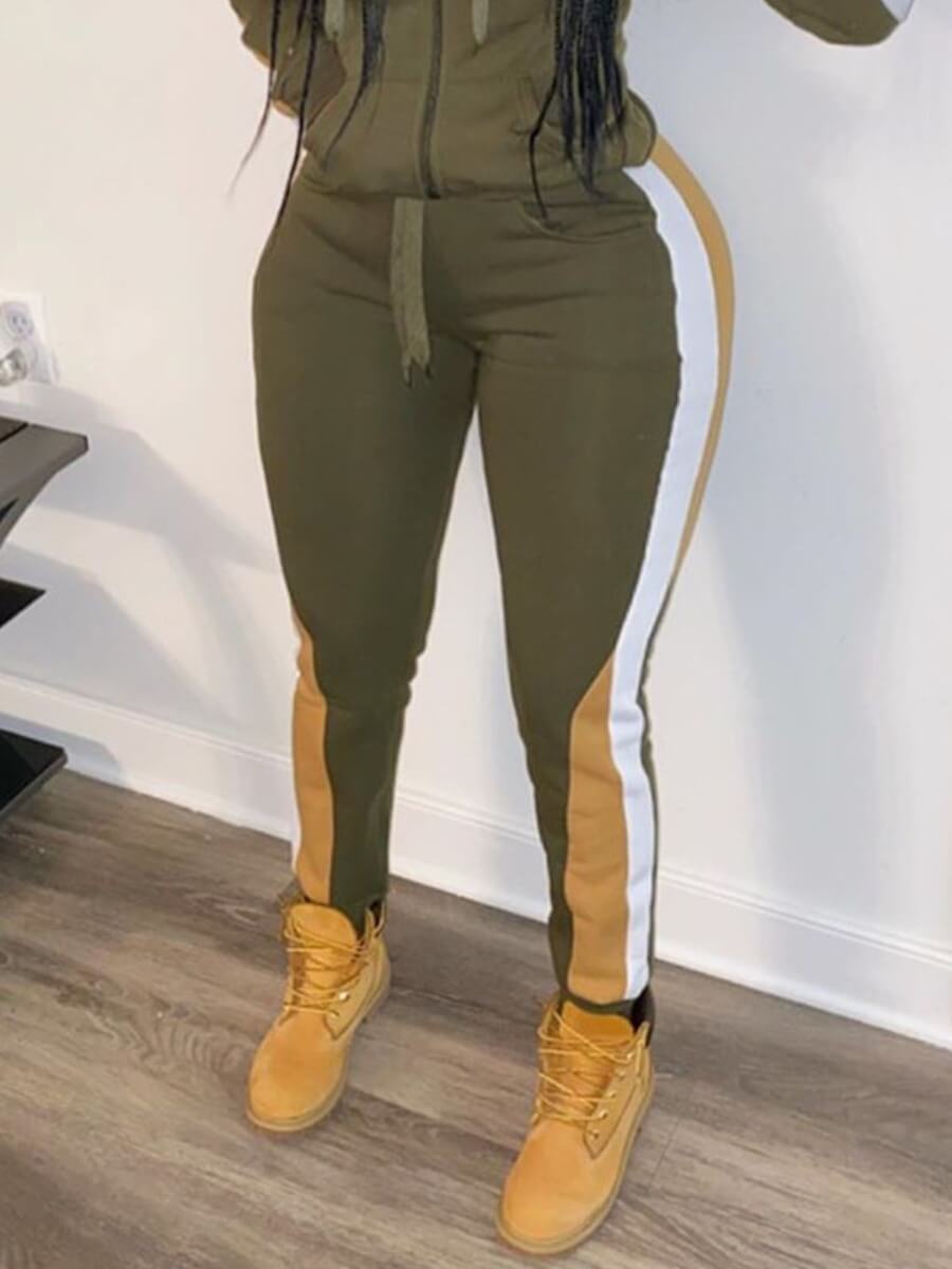 

Lovely Casual Patchwork Skinny Army Green Pants