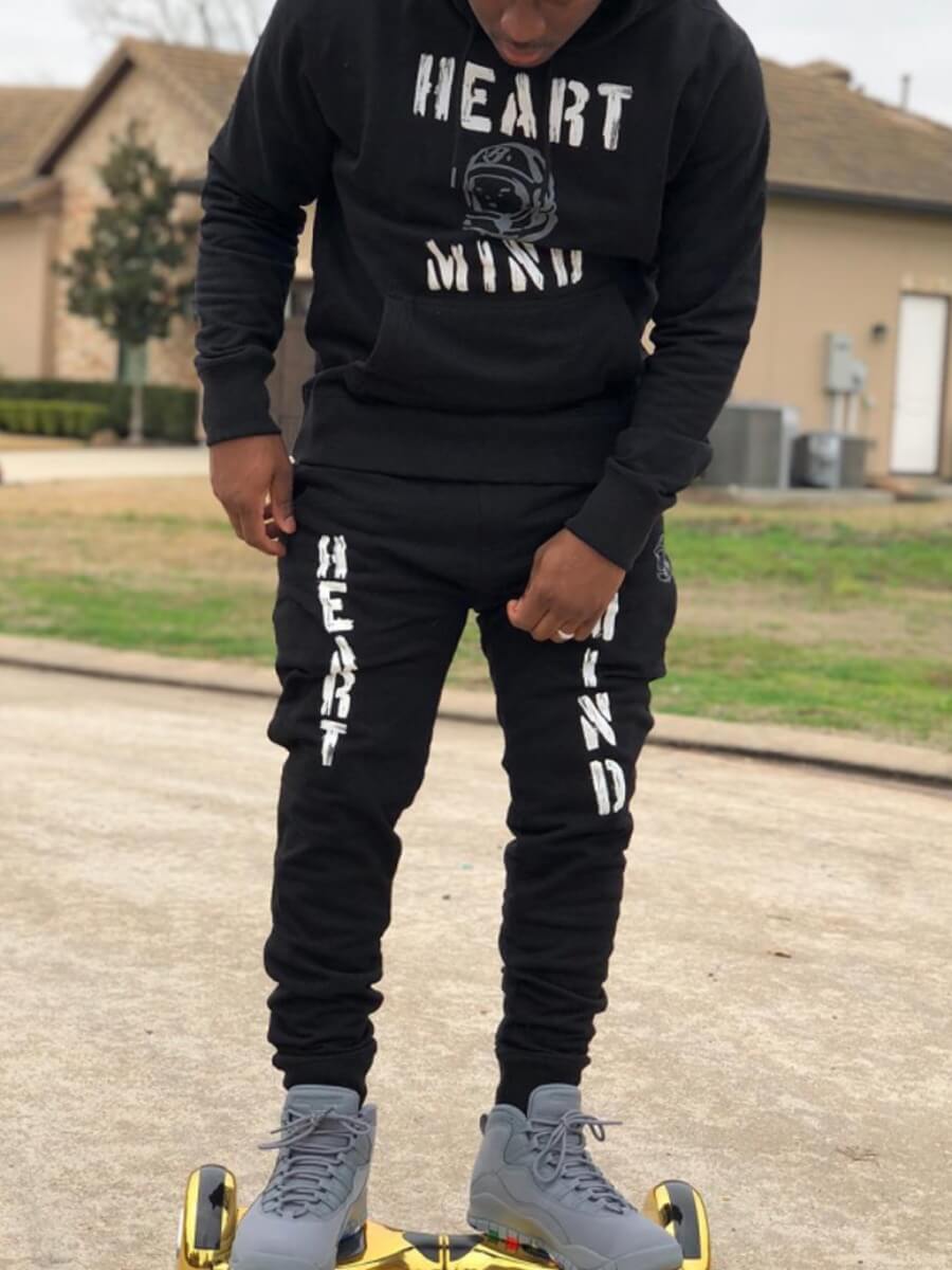 

Lovely Casual Hooded Collar Letter Print Black Men Two-piece Pants Set