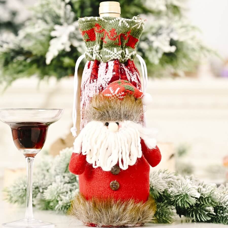 

Lovely Christmas Day Cartoon Red Wine Bag