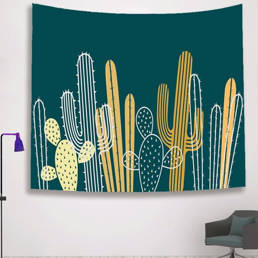 

Lovely Chic Cactus Print Green Decorative Wall Cloth