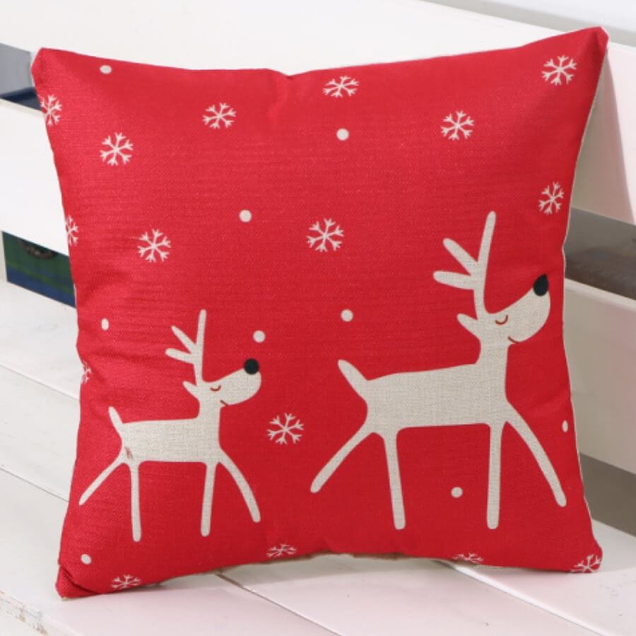 

Lovely Christmas Day Print Red Decorative Pillow Case
