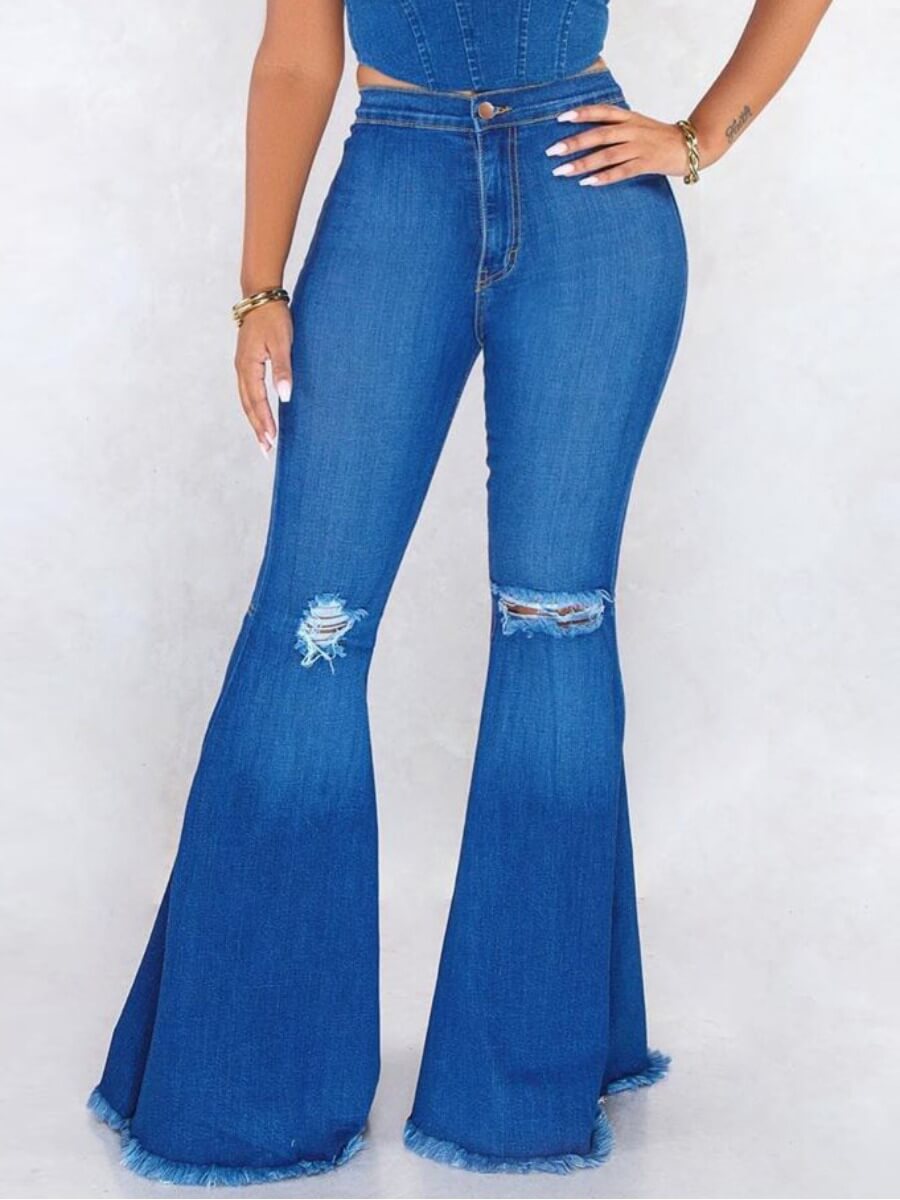 

Lovely Casual Broken Holes Skyblue Jeans