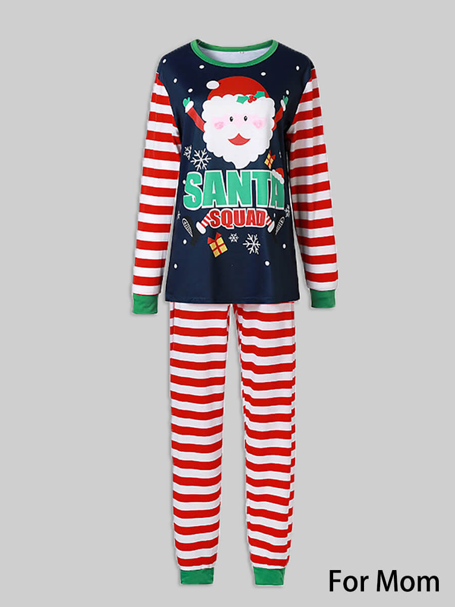 

Lovely Family O Neck Cartoon Print Dark Blue Mom Two-piece Pants Set, Women