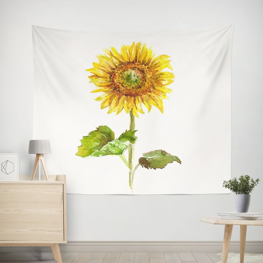 

Lovely Healthy Fashion Sunflower Print White Decorative Wall Cloth