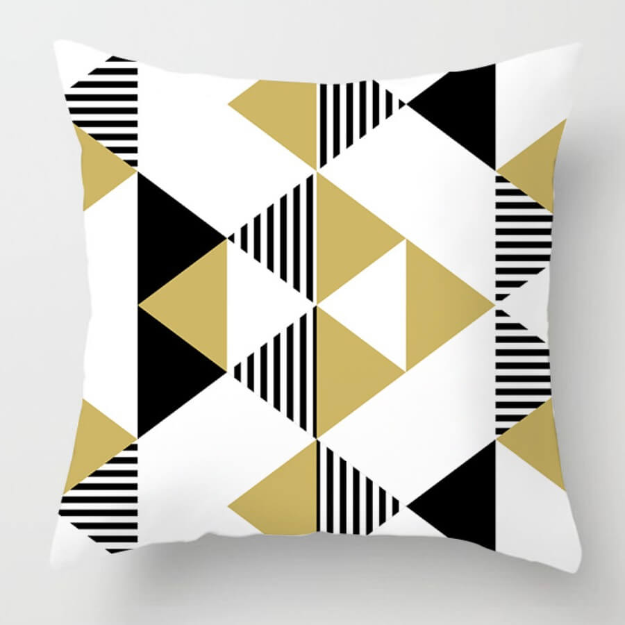 

Lovely Geometric Print Black Decorative Pillow Case
