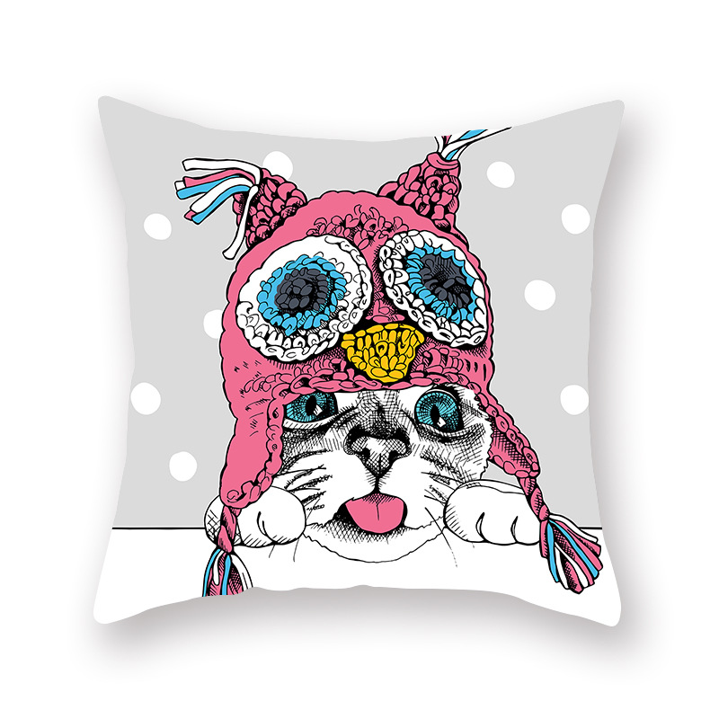 

Lovely Trendy Cartoon Print Pink Decorative Pillow Case