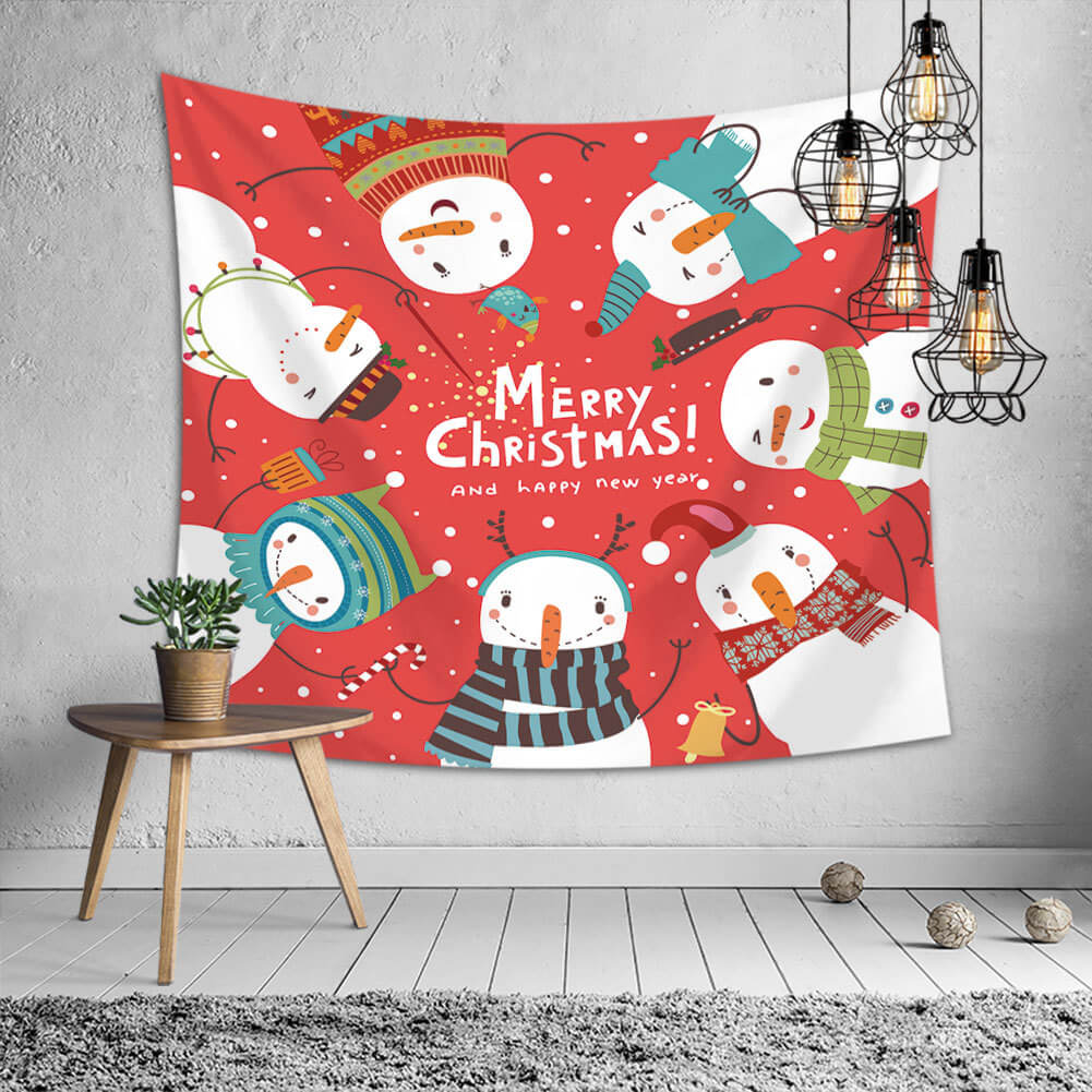

Lovely Christmas Day Cartoon Print Red Decorative Wall Cloth