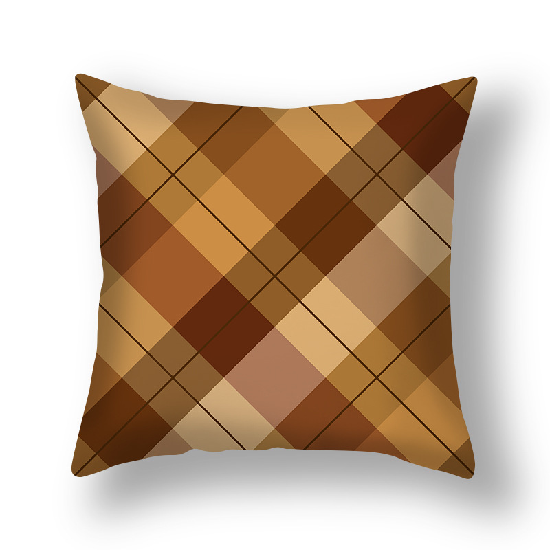 

Lovely Trendy Grid Print Brown Decorative Pillow Case