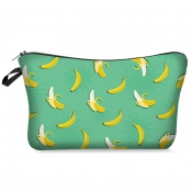 Lovely Trendy Banana Print Green Makeup Bag