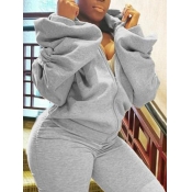 Lovely Plus Size Casual Hooded Collar Fold Design 