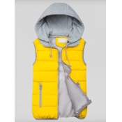 Lovely Casual Hooded Collar Patchwork Yellow Waist