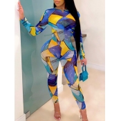 LW Round Neck Color-lump Jumpsuit