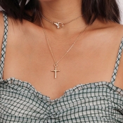 Lovely Chic Cross Gold Necklace