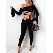 lovely Sexy Hollow-out Skinny Black Two Piece Pant